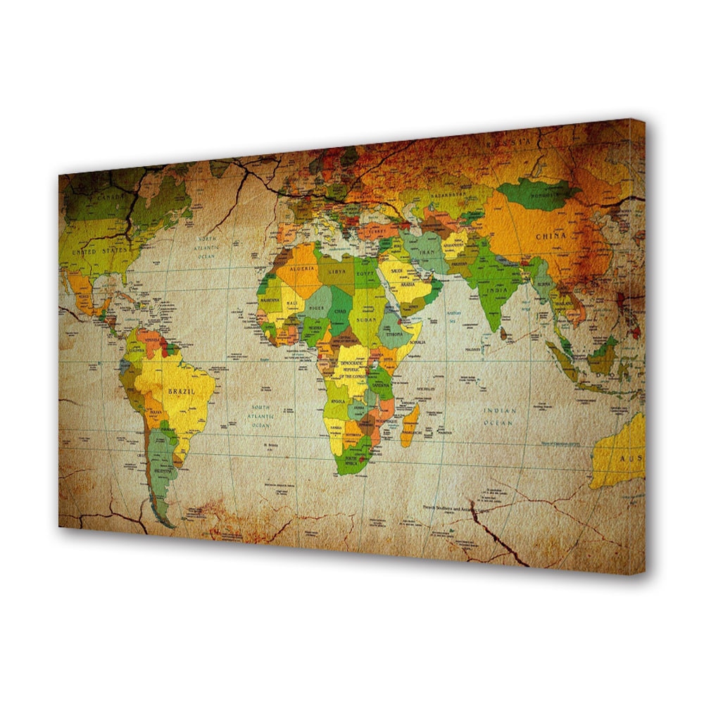 Tablou Canvas Orase Urban BTex ArtDecoMag Modern Harta politica a lumii, 40 x 60 cm