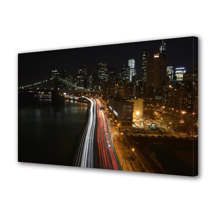 Tablou VarioView MoonLight Fosforescent Luminos in Urban Orase Trafic in New york noaptea, 20 x 30 cm