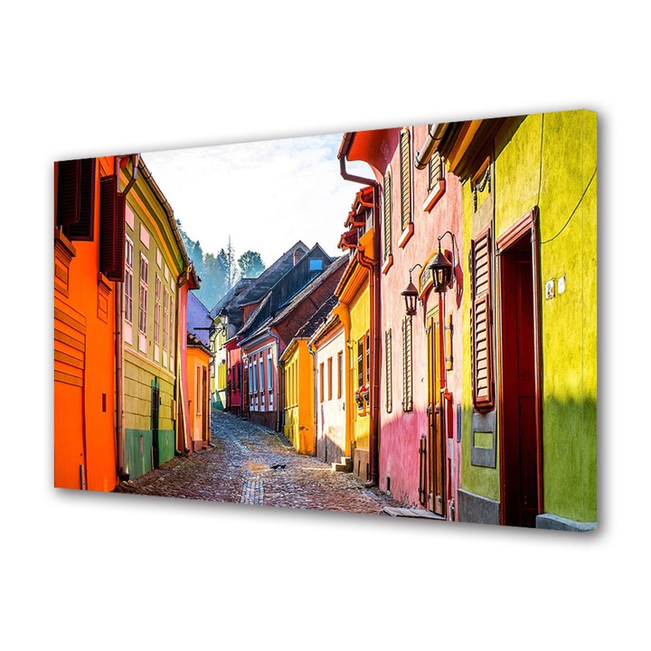 Tablou Canvas Luminos in intuneric VarioView LED Urban Orase Oras Medieval Sighisoara, 70 x 100 cm