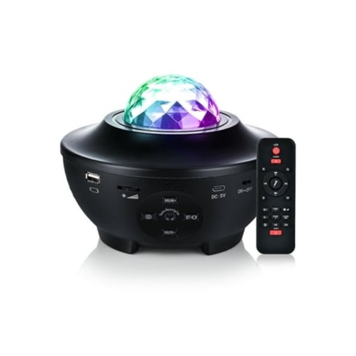 Proiector LED, negru, control de la distanta, cu telecomanda, negru