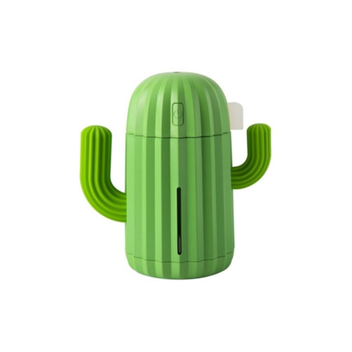 Kaktusz párásító 340ml USB ultrahangos, aromaterápia, zöld