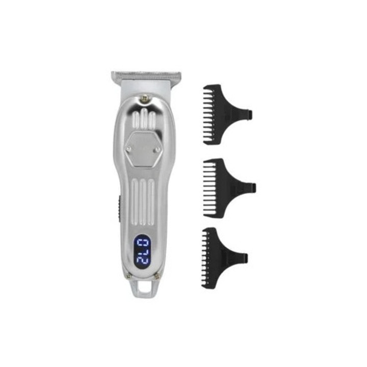Aparat de tuns profesional, argintiu, cu display LCD