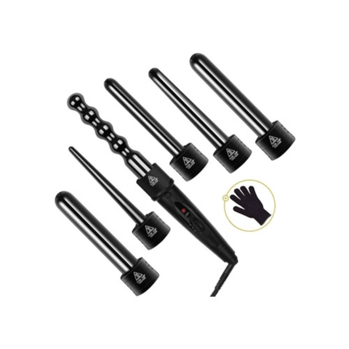 Hajsütővas, fekete, tartozékokkal