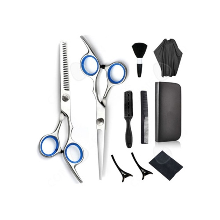 Set de 10 piese foarfeci de tuns din otel inoxidabil, foarfeci de tuns profesionale
