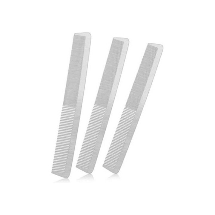 Set piepteni din otel inoxidabil, 3 piese, pentru tuns, coafat si descurcat, unisex