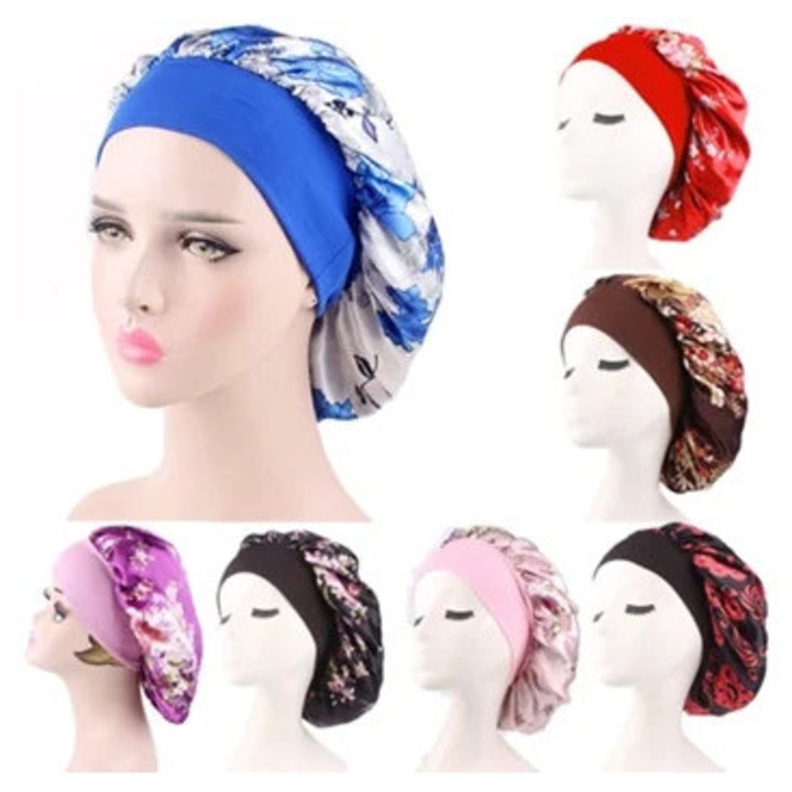 Caciula florala pentru dormit femei, Aquaforge, pentru set, Floral, Reglabila