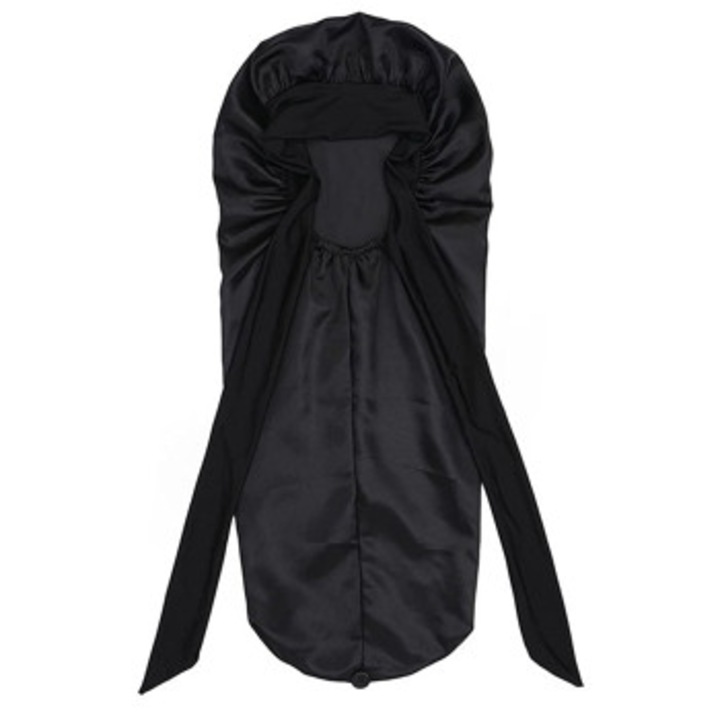 Caciula din satin impletit, pentru femei, lunga, negru