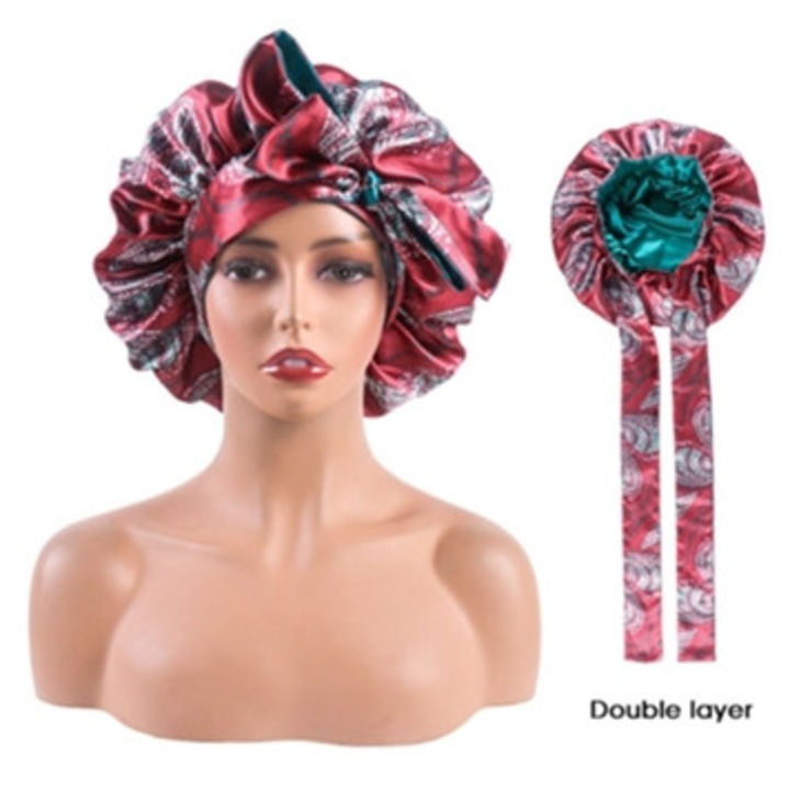 Копринено мека червена сатенена шапка за сън, комплект от 2 броя, аксесоари за коса