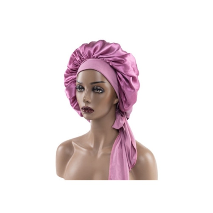 Női szatén alvósapka, hosszú szélű, rugalmas, tartós, légáteresztő, sérült hajra