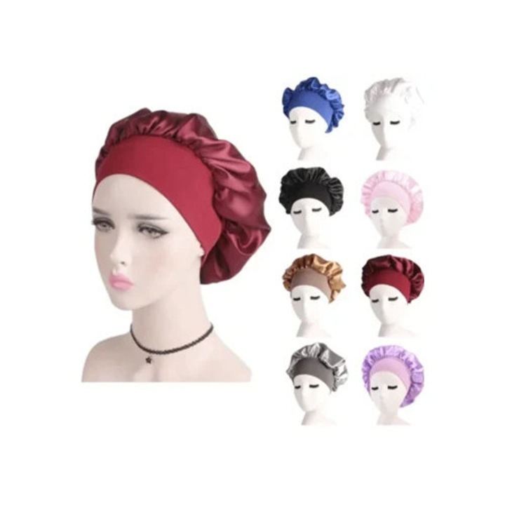 Szatin hajtörölköző, fekete, 2 darabos készlet