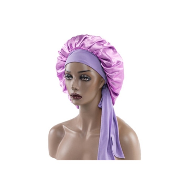 Női szatén alvósapka, hosszú szélű, rugalmas, tartós, légáteresztő, sérült hajra