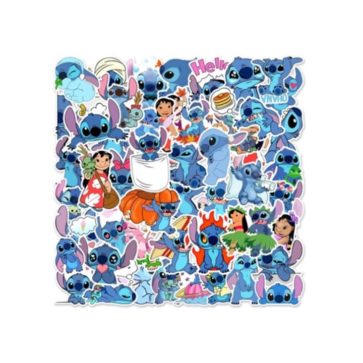 Set 100 Stickere Decorative Lilo si Stitch, Multicolor