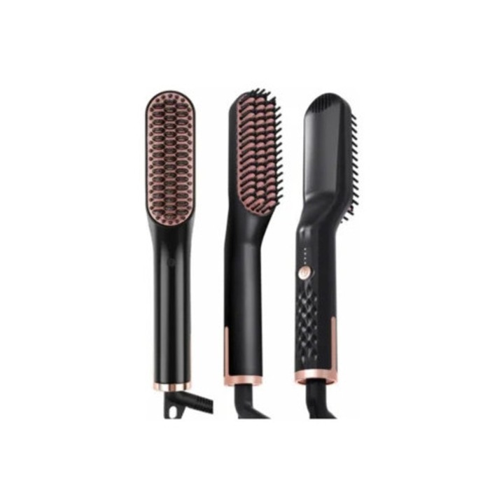 Placa de indreptat parul pentru barbati, multifunctionala, ceramica, temperatura ajustabila, neagra