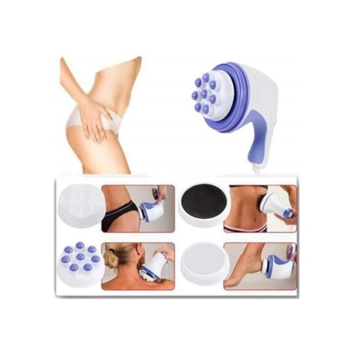 Aparat de masaj electric portabil cu vibratii, 4 capete, anti-celulita