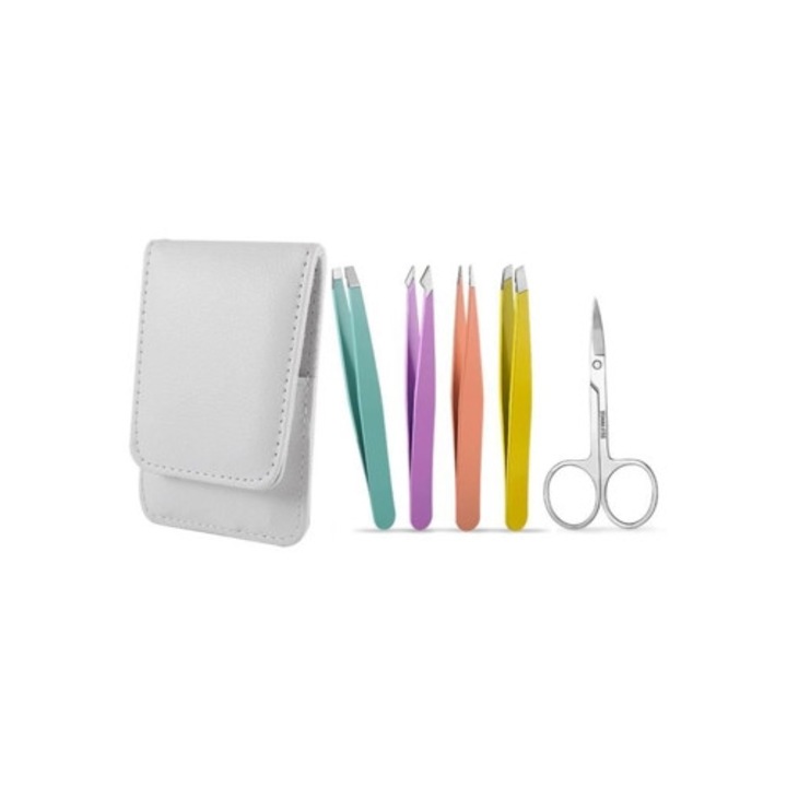 Set pensete/forfecuta, din inox, 6 piese, pentru sprancene si gene