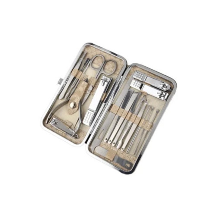 Set unghiere cu cleste pentru unghii, cu instrumente de ingrijire, aurie