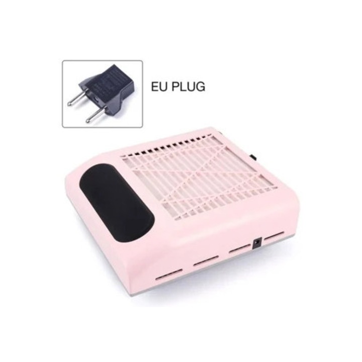 Aspirator manichiura-pedichiura, aspirator unghii 80W, roz