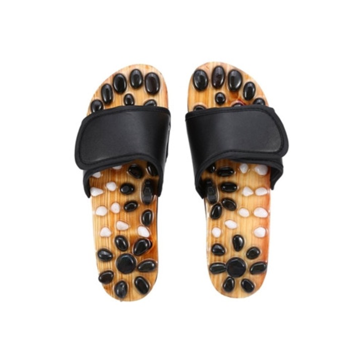 Papuci de masaj pentru reflexologie, acupunctura si sanatate, negru, 39