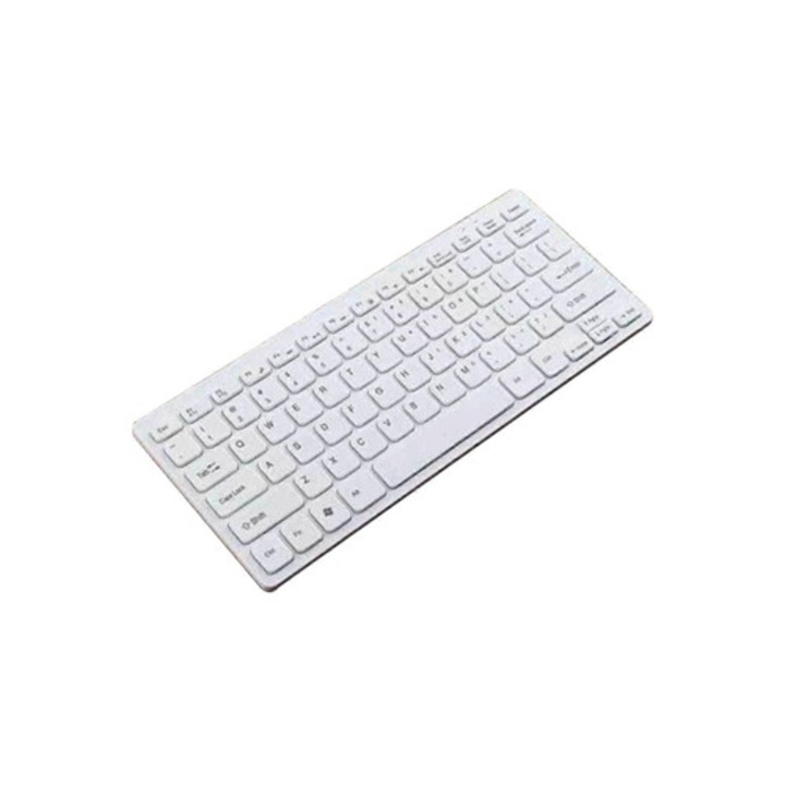 Tastatura USB compacta, ultra-subtire, alba, set