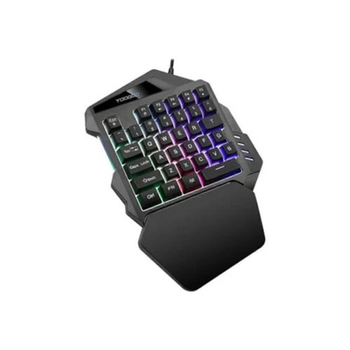 Tastatura de gaming cu o mana, ultra-subtire, cablata, pentru gameri PC, Ly Ebike