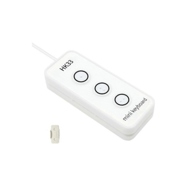 Tastatura USB cu 3 taste, programare macro, portabila, alba, set