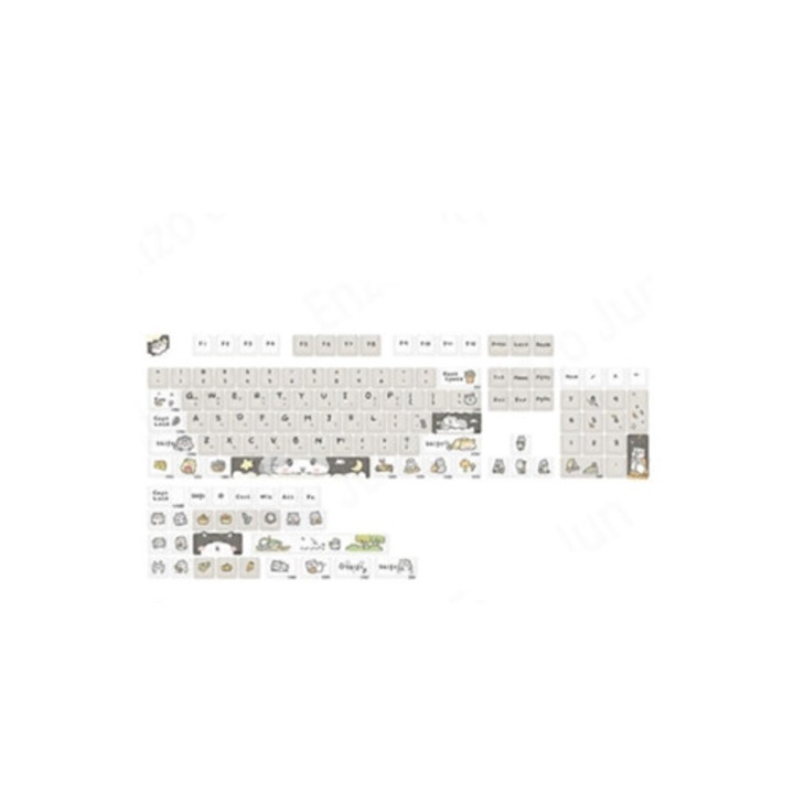 Tastatura mecanica cu 131 taste coreene, gri, comutatoare tactile, set