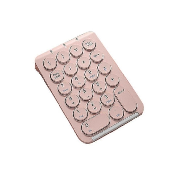 Tastatura numerica wireless Bluetooth, 22 taste, reincarcabila, roz