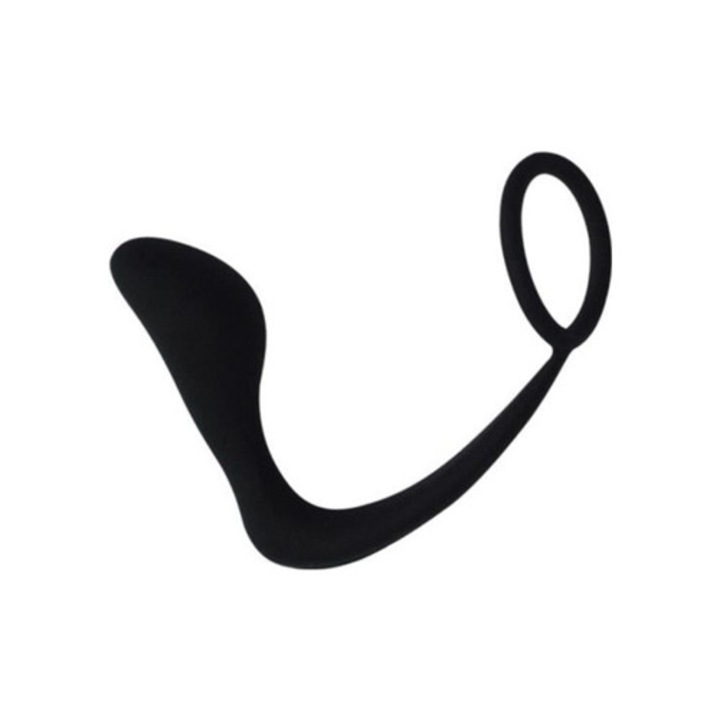 Anális játékszett, szilikon prosztatamasszírozó, péniszgyűrű, anál vibrátor P-Spot, fekete