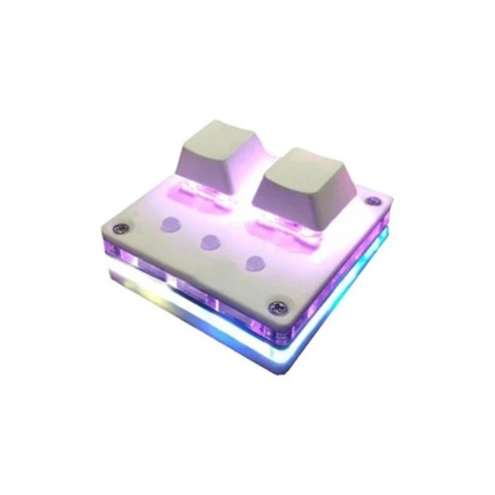 Tastatura mecanica mini OSU, 2 taste, programare macro, comutator albastru, neagra