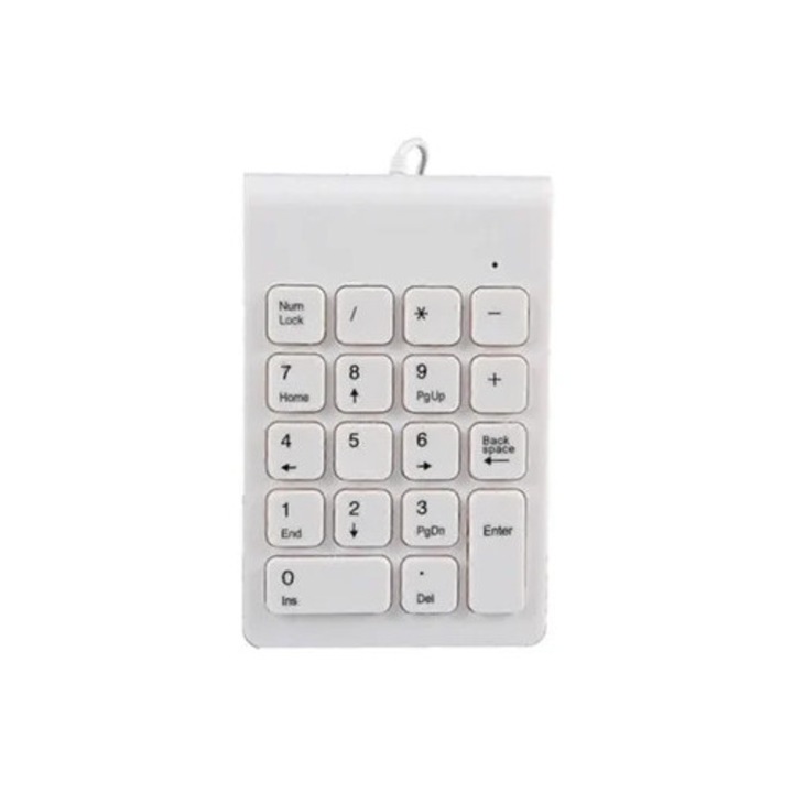 Tastatura numerica USB mini 18 taste, alba, pentru laptop