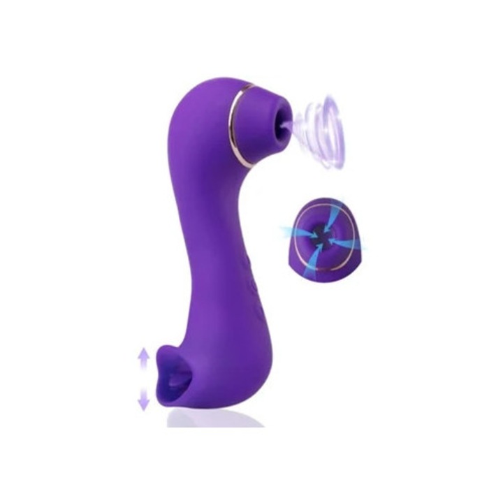 Rezgő, 10 üzemmódú, dupla, lila színű vibrátor nőknek