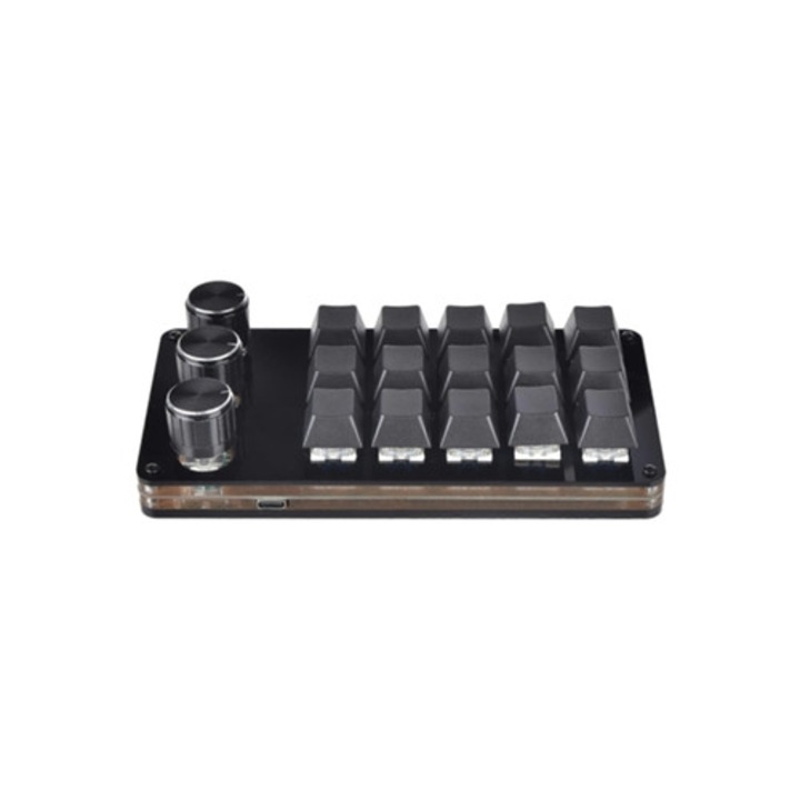 Tastatura mecanica mini cu 15 taste si 3 butoane, programare macro, schimbare rapida, set