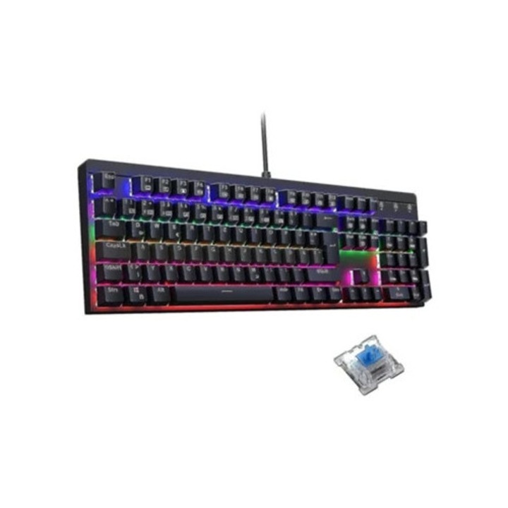 Tastatura gaming cu fir, plutitoare, rezistenta la apa, multicolor
