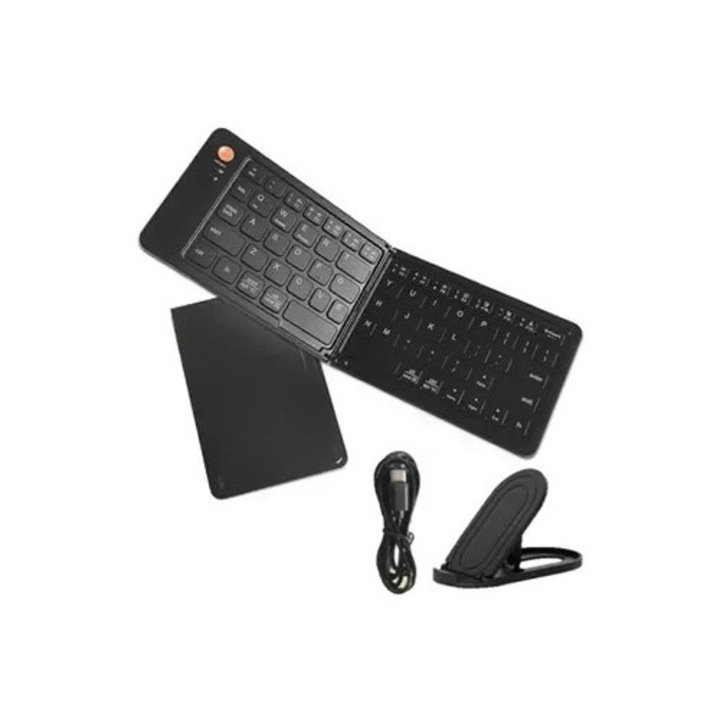 Tastatura portabila pliabila wireless Bluetooth pentru tableta si telefon mobil, compatibila iOS/Android/Windows