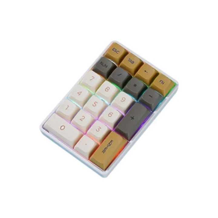 Tastatura numerica mecanica wireless 2.4G, 21 taste, pentru contabilitate, gaming, programare, multicolor
