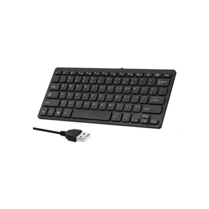 Tastatura mini K-1000, 78 taste, alimentare USB, culoare maro ciocolata, portabila pentru birou si bicicleta electrica