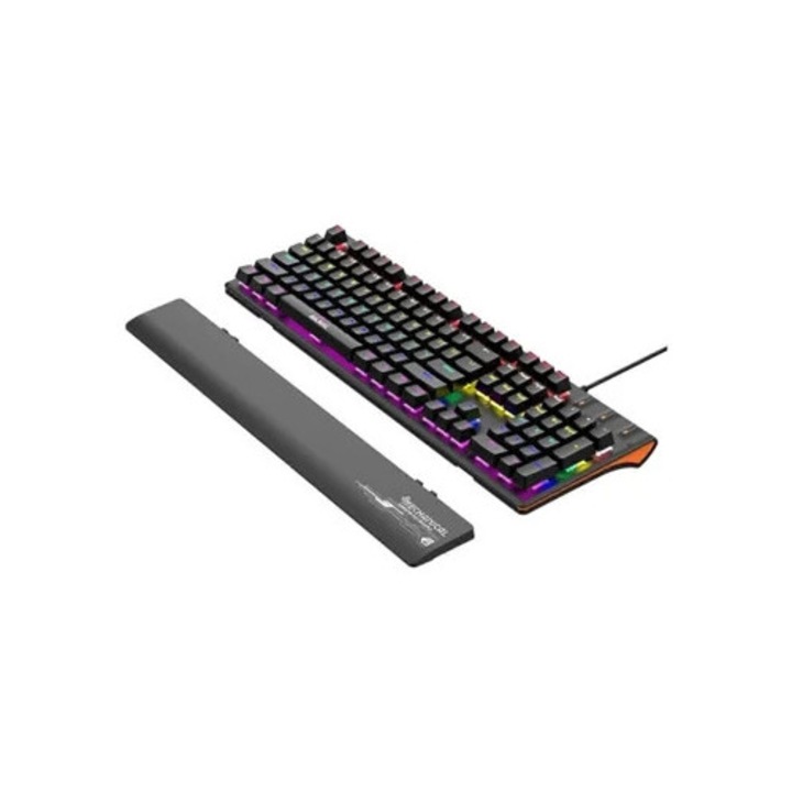 Set tastatura si mouse gaming Ly Ebike, 104 taste, iluminare LED, alb, cablu USB