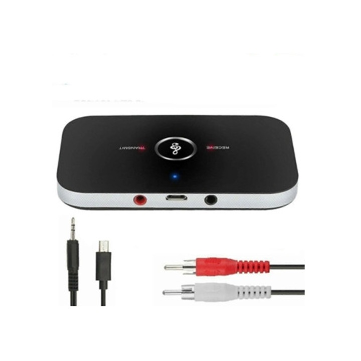 Adaptor audio 2-in-1, transmitator si receptor Bluetooth, player audio portabil, negru