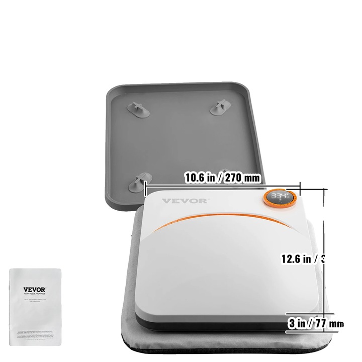 Термопреса, 12x10 инча, оранжева, удобен дизайн