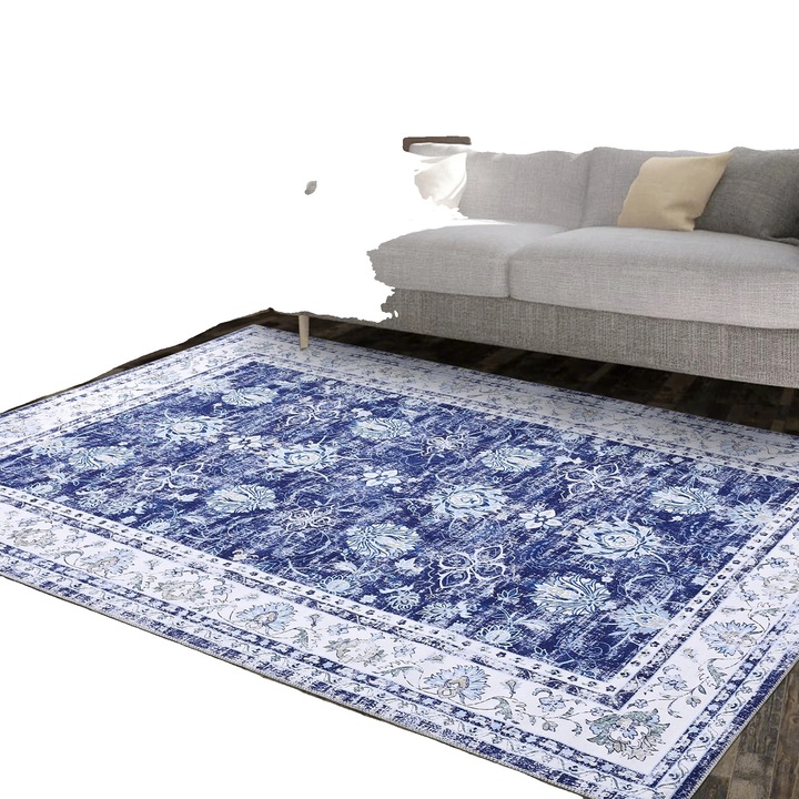 Килим, Геометричен дизайн, За вътрешна употреба, Син, 140x200см