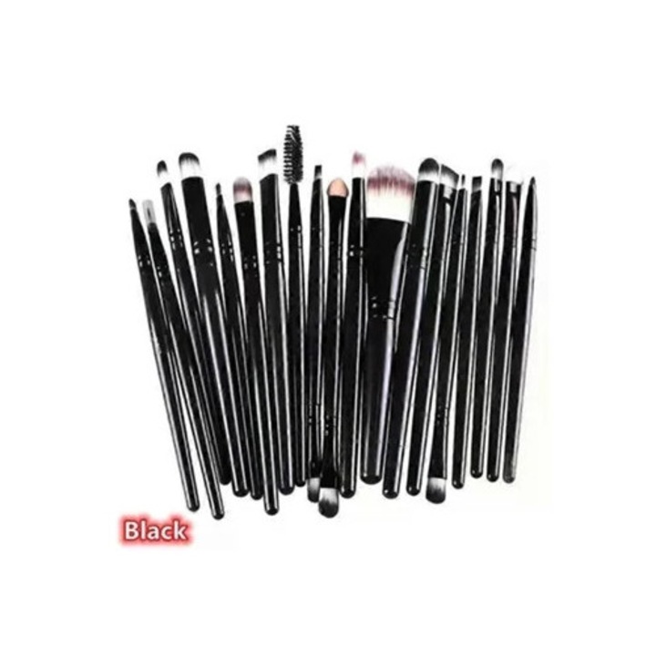 Set de 20 pensule profesionale pentru machiaj, roz, dimensiuni variate