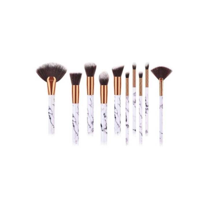 Set de 10 pensule profesionale pentru machiaj, multicolor, 20x10x1.6cm