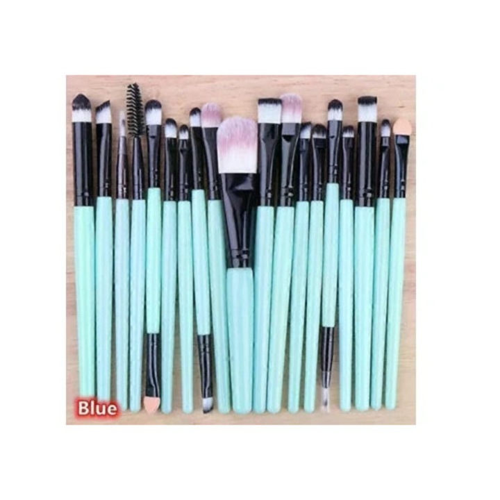 Set de 20 pensule profesionale pentru machiaj, roz, dimensiuni variate