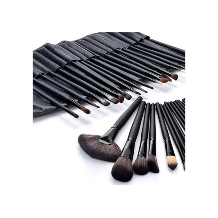 Set de 24 pensule de machiaj in etui din piele, Rosewell