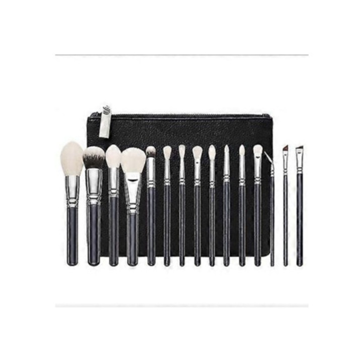 Set de 15 pensule de machiaj, roz