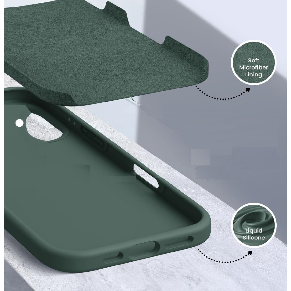 Husa protectie compatibila cu iPhone 17, ultra slim, silicon Verde Army, interior din microfibra, PlanetPhone
