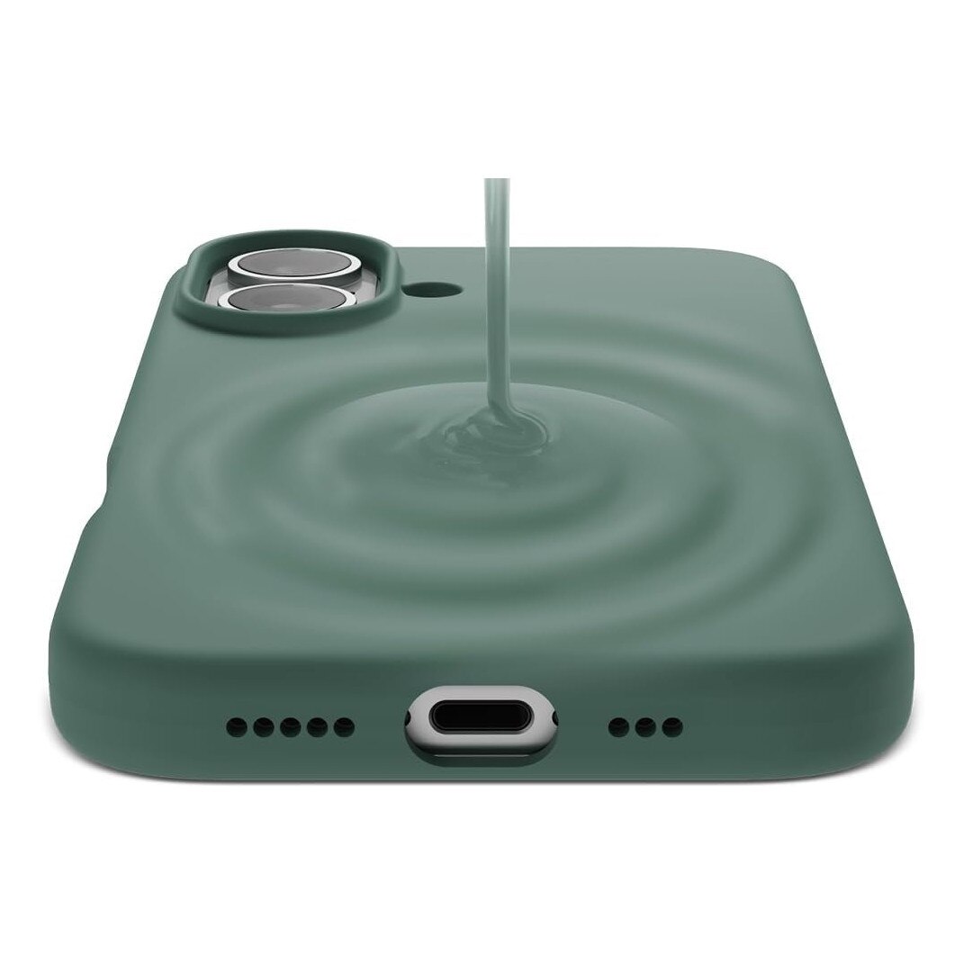 Husa protectie compatibila cu iPhone 17, ultra slim, silicon Verde Army, interior din microfibra, PlanetPhone