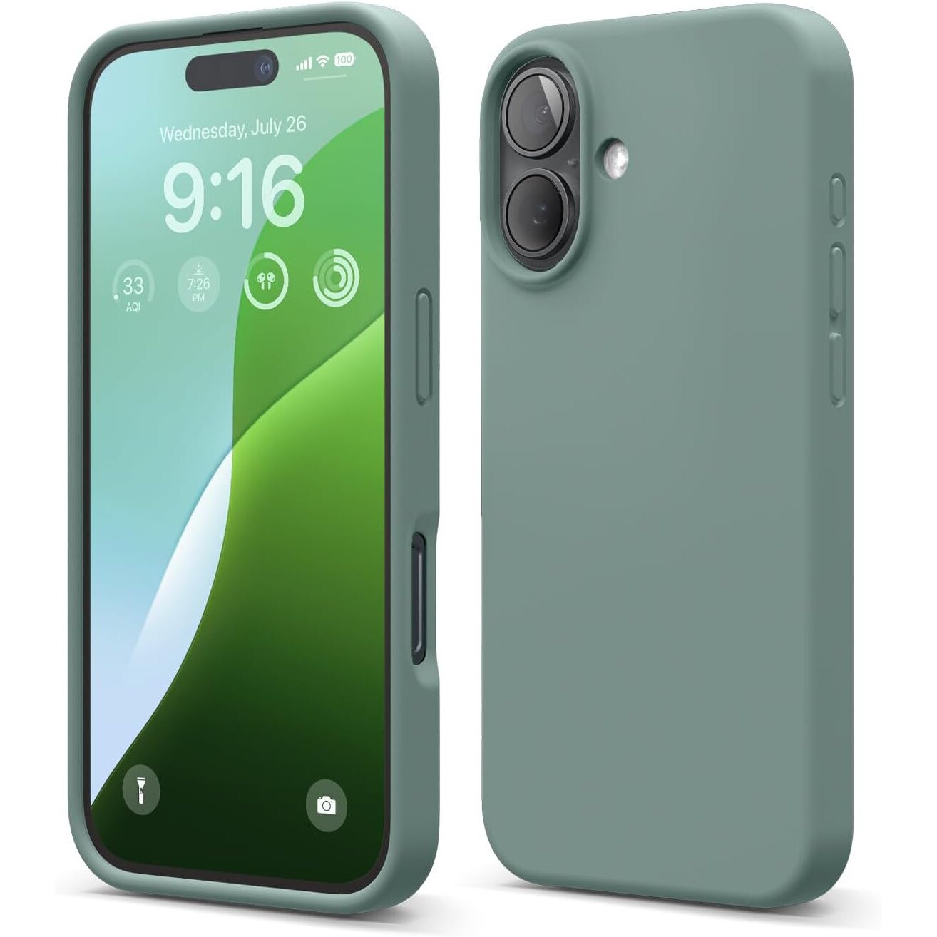 Husa protectie compatibila cu iPhone 17, ultra slim, silicon Verde Army, interior din microfibra, PlanetPhone