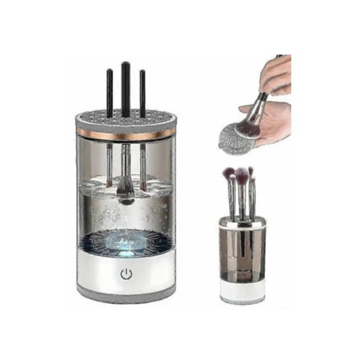 Curatator electric pentru pensule de machiaj, set, roz