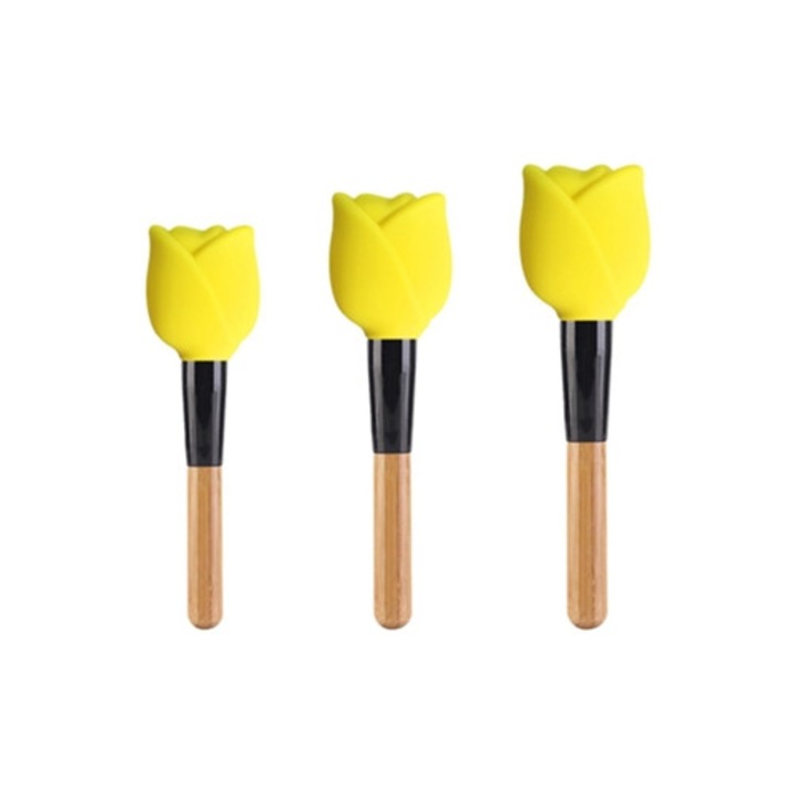 Capace pentru pensule de machiaj, organizator din silicon reutilizabil, galben, pentru calatorie, utilizare acasa